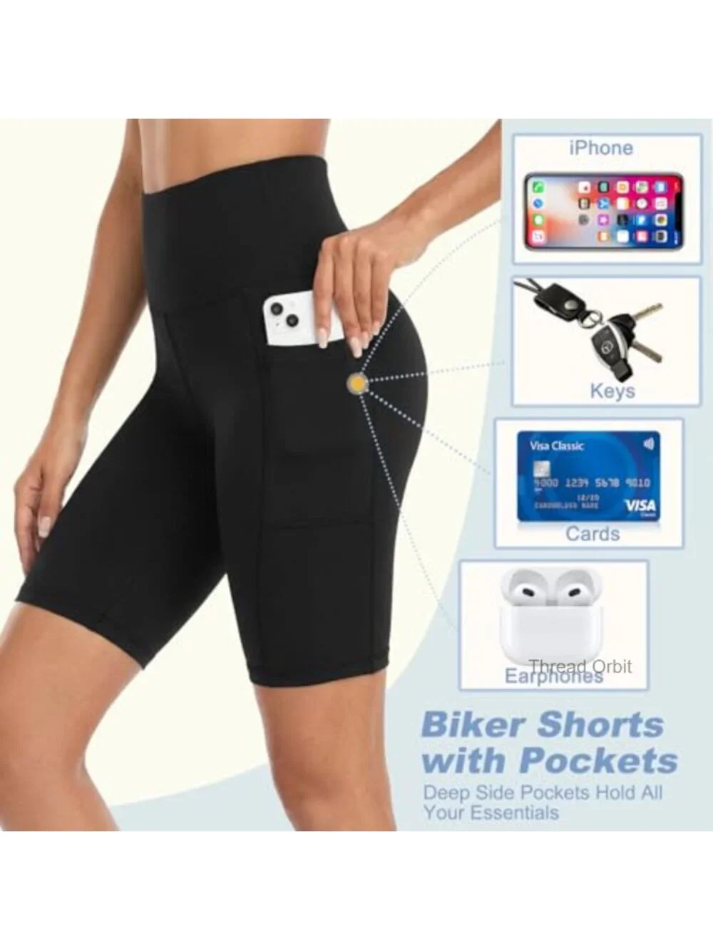 3 Pack High Waisted Biker Shorts with Pockets, Buttery Soft Tummy Control Yoga
